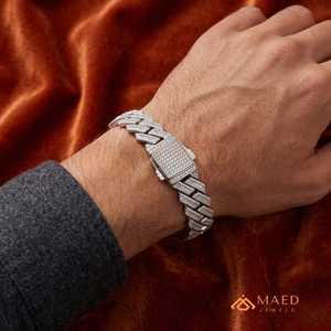 Pulsera de Eslabones en Forma de V Plateada con Moissanita, Cadena Fina, Joyería de Moda para Uso Diario, Estilo Miami Chicago, Regalo - Product Image 4
