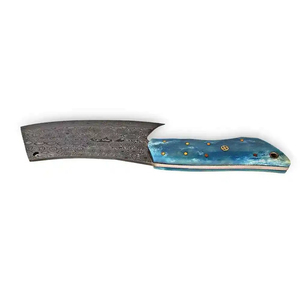 Couteau de chef Burraq de qualité industrielle, OEM, fait main en acier Damas, multifonctionnel, motif goutte de pluie, avec étui en cuir - Product Image 1