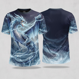 Camiseta Deportiva Unisex de Manga Corta, Poliéster, Estampado por Sublimación, Diseño de Dragón, Corte Holgado, Patrón Animal - Product Image 1