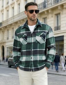 Men Casual Plaid Shirt <b>Jacket</b> Lightweight <b>Flannel</b> Button Up Shirt Wholesale Supplier - Product Image 3