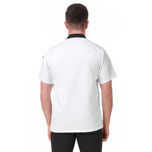 Chaqueta de Chef Blanca de Manga Corta para Hombre, Cuello Negro, Alta Visibilidad, Transpirable, de Algodón, Overol de Trabajo - Product Image 2
