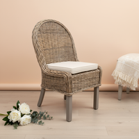 Coussin de chaise de salle à manger en rotin tressé à la main, style côtier, écologique, durable, ergonomique, avec support dorsal haut, pour maison de luxe, hôtel, restaurant