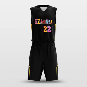 Ensemble de maillots de basket-ball personnalisés pour hommes, noirs, sans manches, avec bordure jaune, uniformes en polyester respirant, toutes saisons - Product Image 2