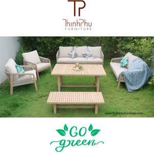 Luxury Contemporary Foldable Acacia Wood Eco-friendly Teak Wood Frame Outdoor Furniture Set Garden Sofa Dining <b>Table</b> <b>Chair</b> for - Product Image 4
