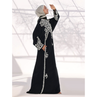 Abaya musulmane grande taille pour femme, couleur unie, de luxe, faite à la main, robe ouverte légère et respirante, idéale pour le Ramadan et l'Aïd.