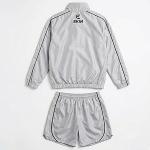 Custom Logo Men 3-Piece Lightweight Nylon <b>Track</b> Suit Loose Fit Hooded Jacket <b>T</b>-Shirt and Shorts Running Gym Wear Wholesale - Product Image 4