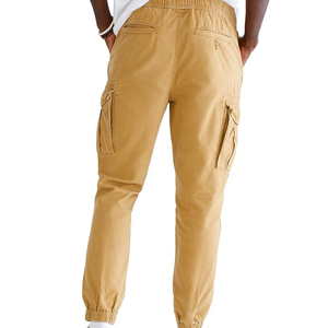 กางเกงกีฬาเอวยางยืดขายาวสำหรับผู้ชายกางเกงขายาวผ้าฝ้ายสีพื้น - Product Image 5