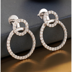 Pendientes de Aro Circulares de Oro Blanco de 14K con Diamante Natural Cultivado en Laboratorio de 1.62 CT, con Baño de Rodio, Material de Oro de 10K PT950 - Product Image 4