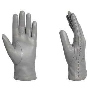 Guantes térmicos sin forro para uso diario en invierno, guantes grises de moda para mujer, guantes de cuero para uso en exteriores, guantes de moda con costuras altas y transpirables - Product Image 4