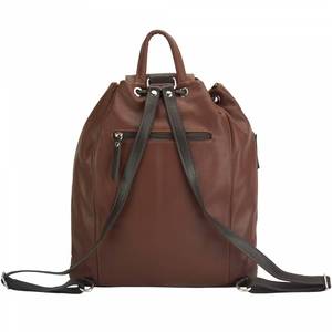 Brown Leather Backpack Purse <b>Womens</b> Soft Drawstring Flap Bucket <b>Rucksack</b> Travel Casual Daypack College Bags - Product Image 3