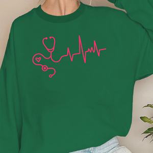 <b>stethoscope</b> with heartbeat waveform women's sweatshirts - Product Image 4