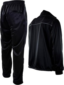 Ensemble de survêtement noir pour homme, veste zippée intégrale et pantalon, couleur unie, style sportif, respirant, en polyester, pour l'automne - Product Image 5