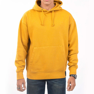 Mustard Yellow Oversized Kangaroo Pocket Long Sleeve Fleece Hooded <b>Jumper</b> Winter Collection Men Hoodies - Product Image 2