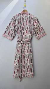 Bata Kimono de Algodón con Estampado Artesanal, Ligera, para Playa o Descanso - Product Image 5