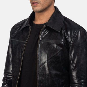 5. Blouson de motard en cuir noir pour homme, style classique, manteau de motard, mode streetwear, conception personnalisée OEM ODM, vente en gros, directement de l'usine - Product Image 4