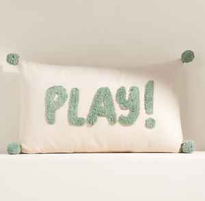 Housse de coussin décorative en coton tufté style bohème, faite à la main, avec pompons - Product Image 1