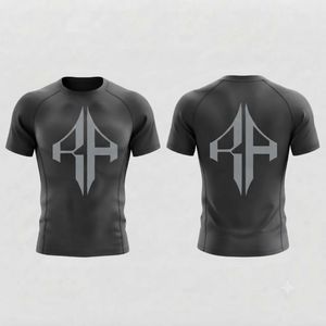 Nueva Camiseta de Rashguard Cómoda para MMA, Transpirable, de Secado Rápido, con Diseño de Cuello Redondo y Estampado por Sublimación, en Spandex/Poliéster, para Hombre, de RIVIAN ATLANTIC - Product Image 1