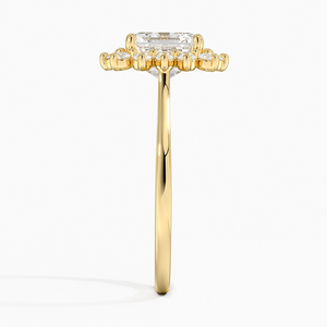 Anillo de Boda Clásico con Diamantes Moissanite en Forma de Asscher, Plata, Pequeño Grupo de Piedras, Banda Lisa - Product Image 3