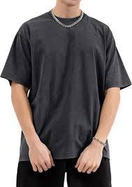 Camiseta Oversize de Hombre con Cuello Redondo y Corte Holgado, Teñido Liso, Venta al por Mayor, Esencial de Verano, Prenda Textil de Alta Densidad - Product Image 3