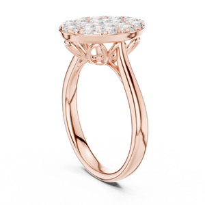 Rose <b>Gold</b> Oval Shaped Multi Stone Cluster Lab Grown Diamond Statement <b>Cocktail</b> <b>Ring</b> Pavé Setting Women's Fine Jewelry - Product Image 3
