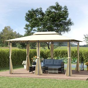 Gazebo da Giardino 3x4m con Tetto Ventilato, Struttura in Acciaio, Tenda da Esterno per Giardino, Prato, Cortile, Villa, Parco, Include Tende - Product Image 2