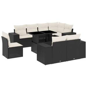 Juego de sofás de jardín modulares de 9 piezas, ratán PE negro, muebles modulares elegantes y cómodos - Product Image 2