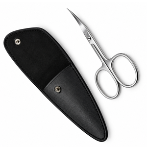 Ciseaux de manucure en acier inoxydable de qualité supérieure avec lame incurvée et étui en cuir pour une coupe précise des cuticules, design portable - Product Image 5
