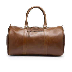 Bolsa de Viaje de Fin de Semana Plegable, Ligera, de Cuero Italiano Marrón, de Diseño Elegante y Lujoso, con Gran Capacidad de Almacenamiento - Product Image 1