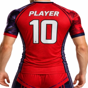 Conjunto de Uniforme de Fútbol Sublimado Personalizado de Alta Calidad para Hombre, Transpirable, de Secado Rápido, Camiseta y Pantalones Cortos de Fútbol, Ropa de Equipo para Verano, 100% - Product Image 2