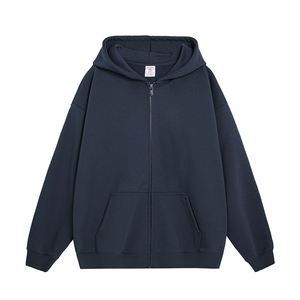 Comprar Sudadera con Capucha Oversize Personalizada Hellstair para Hombre, Estilo Urbano, Lisa, Azul Marino, Hombros Caídos, Forro Polar de Algodón, Sudadera Completa - Product Image 1
