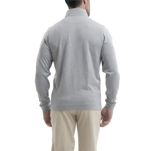 Sweat-shirt unisexe gris clair à col zippé, manches longues, couleur unie, fermeture éclair, style décontracté, tissu tricoté respirant - Product Image 3