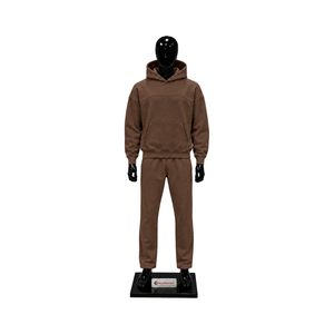 Conjunto Deportivo Premium Marrón Oversize para Hombre: Sudadera con Capucha y Pantalones Jogger, Estilo Casual Urbano, Venta al por Mayor - Product Image 1