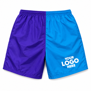 Short de bain homme personnalisé bicolore, séchage rapide, respirant, anti-plis, design blocs de couleur unie, logo frontal, taille à cordon de serrage - Product Image 2