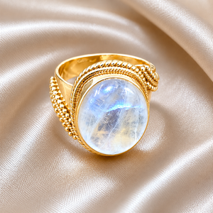 Top Quality Rainbow Moonstone <b>Statement</b> <b>Ring</b> 925 Sterling Silver Rose Gold Yellow Gold Plated Handmade Oval Gemstone Jewelry men - Product Image 4