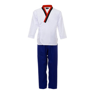 Custom Durable Judo Uniform 100% Cotton White Top Blue Pants Breathable 400g Regular Fit Adult Unisex Martial Arts Wear Set - Product Image 1