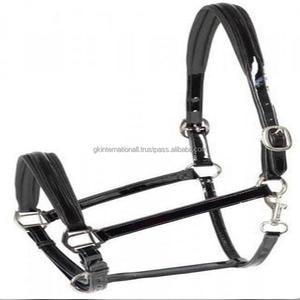 <b>Top</b> Quality Platin Patent <b>Leather</b> Horse <b>Halter</b> Softly Padding on Noseband With Heavy Brass Accessories - Product Image 5