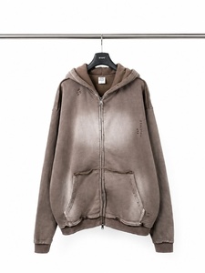 เสื้อฮู้ดซิปแบบโอเวอร์ไซส์ ยูนิเซ็กซ์ สีพื้น ผ้าฝ้ายเฟรนช์เทอร์รี่ สวมใส่สบาย มีกระเป๋า เหมาะสำหรับฤดูหนาว ผ้าไม่ยับ - Product Image 4