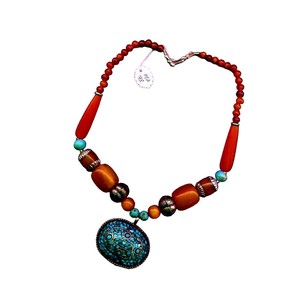 Collier bohème en pierre turquoise – Bijoux tribaux perlés faits à la main – collier bohème rustique pour femme - Product Image 2