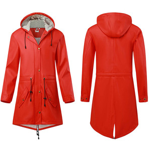 Men's XXL <b>Lightweight</b> Polyester Rainproof Jacket Waterproof <b>Long</b> Sports Raincoat Hood Durable - Product Image 5