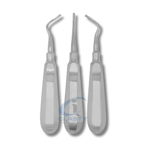 Juego de 9 Instrumentos Quirúrgicos Dentales Manuales con Pinzas de Extracción, Elevadores, Espejo, Pinzas y Empuñadura Moleteada Plateada Clase I - Product Image 5