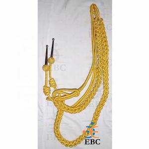 Premium Quality Right Shoulder Service Dress Aiguillettes Wholesale Bullion Wire Uniform Aglet <b>Lanyard</b> with Metal Tips - Product Image 3