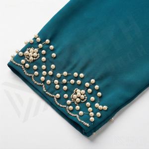 2025 OEM Kimono Abaya pour femmes musulmanes, en tissu polyester épais, doux et très extensible, col en V, manches longues, pour fêtes, Ramadan, mariages - Product Image 5