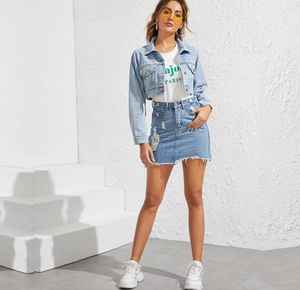 กระโปรงยีนส์ทรงเอเอวสูงแบบวินเทจน่ารักสไตล์เรโทร  ทรงเอไลน์สั้น  ไม่สมมาตร  เป็นมิตรกับสิ่งแวดล้อม ระบายอากาศได้ดี เหมาะสำหรับฤดูร้อน คุณภาพส่งออกขายส่ง - Product Image 1