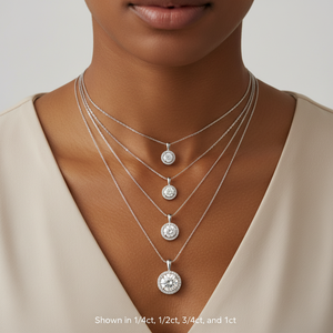 Collar con Halo de Diamantes Cultivados en Laboratorio, Oro Blanco de 18K, Engaste de Ilusión Flotante, Colgante Nupcial - Product Image 2