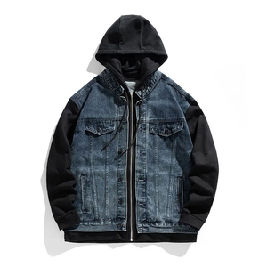 <b>Men's</b> Casual Hooded <b>Fleece</b> <b>Jacket</b> Light Washed Polyester/Cotton <b>Lined</b> Regular Fit Solid Color Non-Stretch Fabric Eco-Friendly - Product Image 1