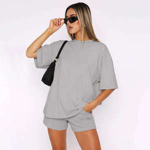 Ensemble court deux pièces gris à carreaux vintage pour femme, coupe classique, en polyester/coton, écologique, pour usage quotidien - Product Image 6