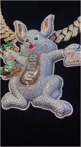 Colgante de conejo con incrustaciones de moissanita VVS, plata S925, estilo hip hop, personalizado, brillante, para hombre y mujer - Product Image 2