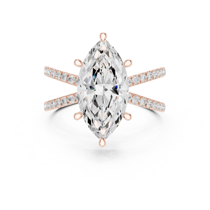Classic <b>Split</b> Shank 14K Yellow Gold IGI Certified Lab Grown Diamond 3.5 CT Marquise Cut Anniversary Wedding Engagement Halo <b>Ring</b> - Product Image 4