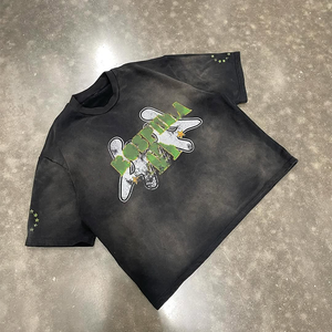 เสื้อยืดบ็อกซี่สำหรับผู้ชายไซส์ใหญ่พิเศษเสื้อยืดผ้าฝ้าย300GSM เรียบชุดสตรีทดีทีจี - Product Image 5