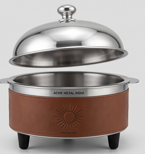 Cacerola Redonda de Metal Esmaltado ACME Premium, Diseño Minimalista con Tapa de Acero Inoxidable, Recipiente Aislado para Mantener la Comida Caliente - Product Image 5